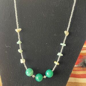 Necklace with Glass & Amazonite Beads … Handcrafted